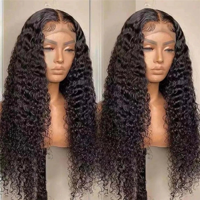 Manecharm Transparent Lace 13x4 Curly Black Natural Wig