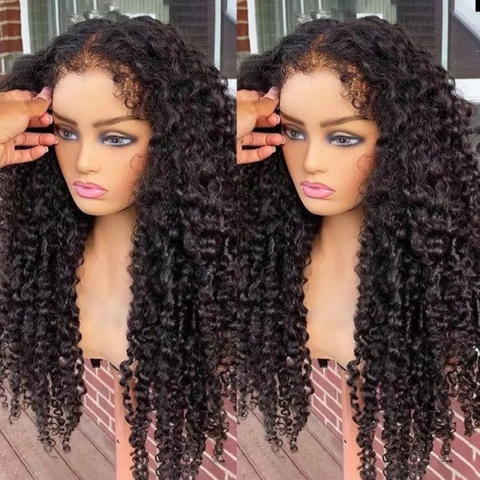 Manecharm  13x4 Transparent Lace Front Kinky Curly Wig