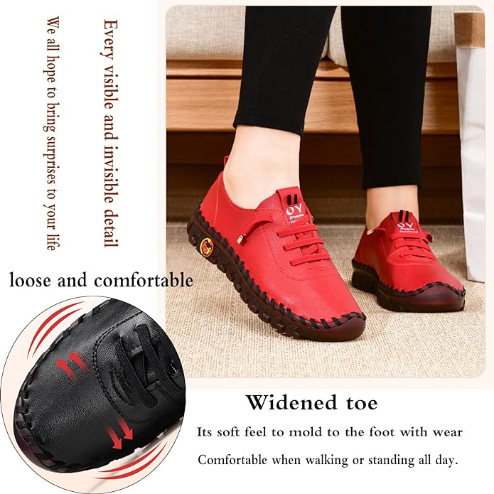 Leather Loafers Shoes for Women Comfortable Slip Orthopedic footwear