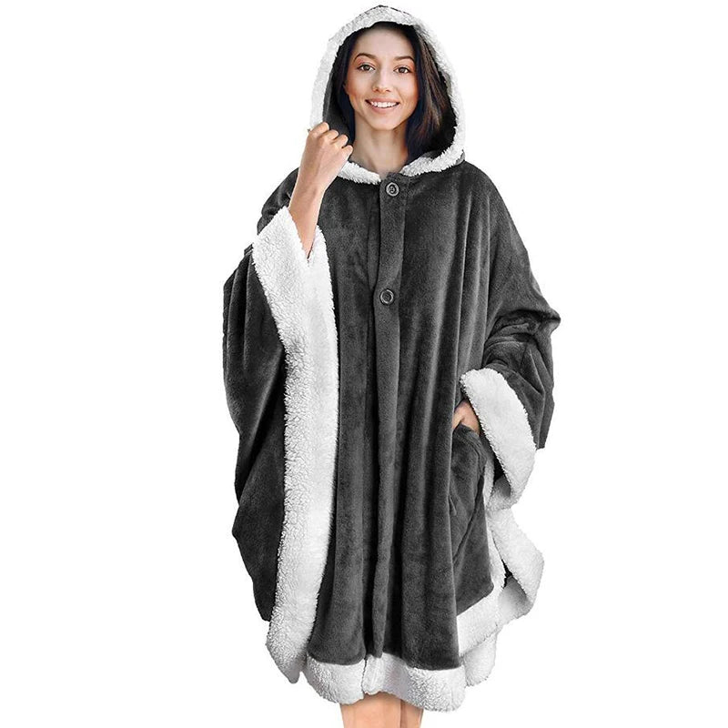 Soft Fleece Hoodie Cloak Super Soft Microfiber Plush Wearable Blanket