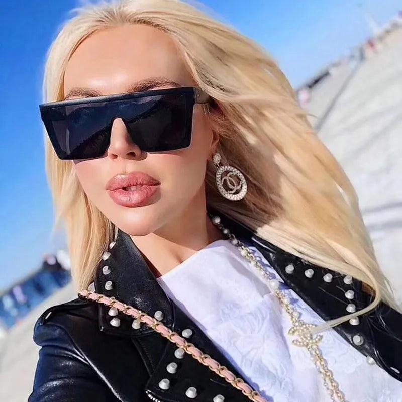 Luxury Black Oversized Square Sunglasses