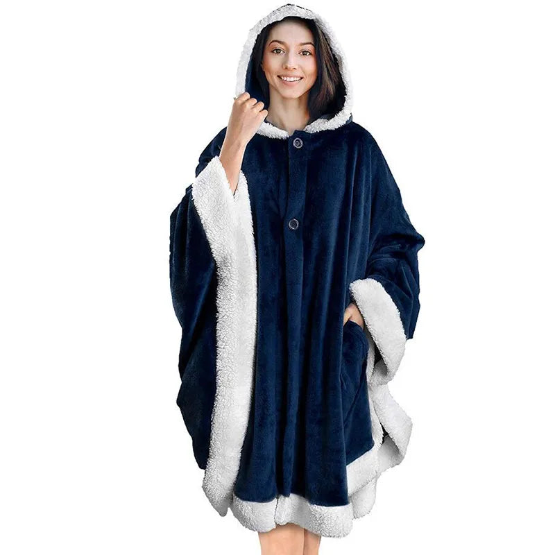 Soft Fleece Hoodie Cloak Super Soft Microfiber Plush Wearable Blanket