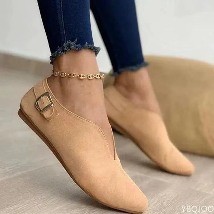 Loafers Retro Pointed Toe Suede Casual Shoes