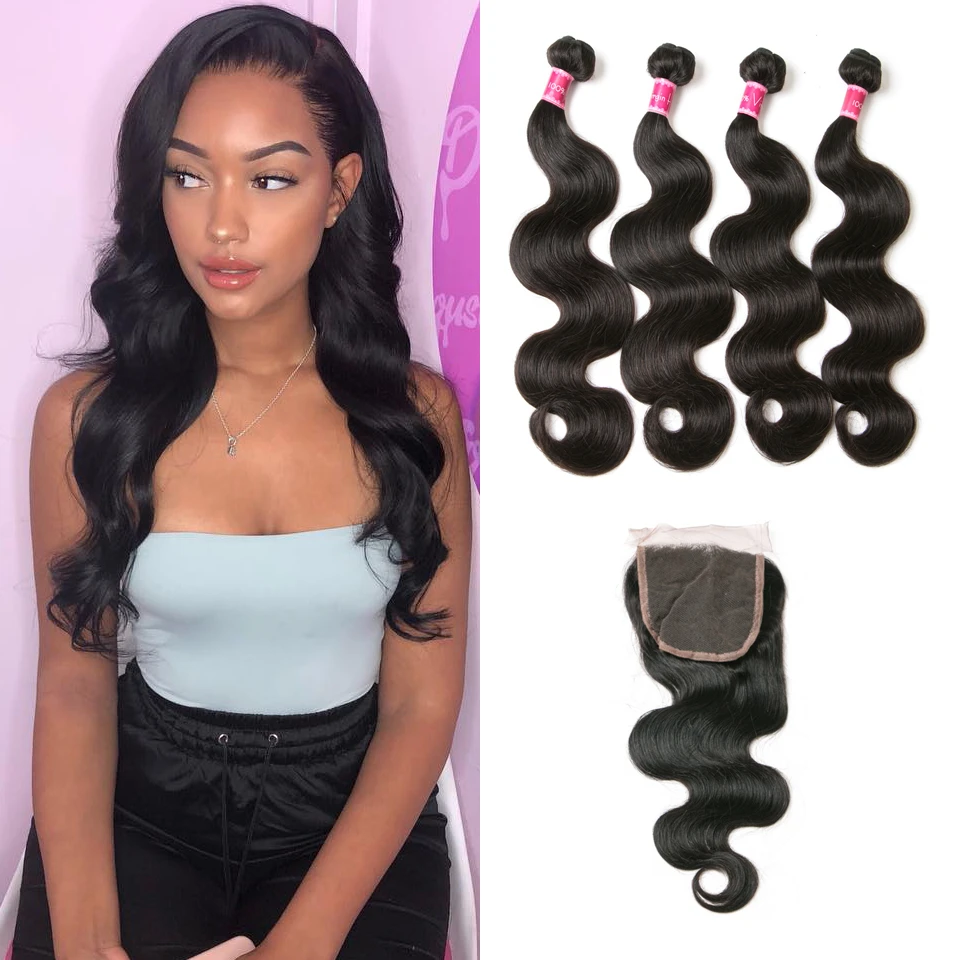 Body Wave 4 Bundles With Closure Lace Wigs