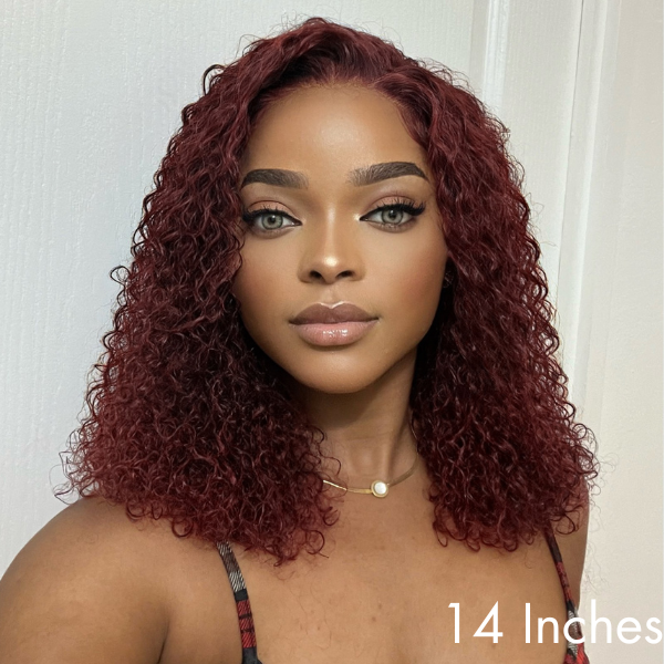 Kinky Curly 5x5 Closure Lace Glueless Mid Part Long Wig 100% Human Hair