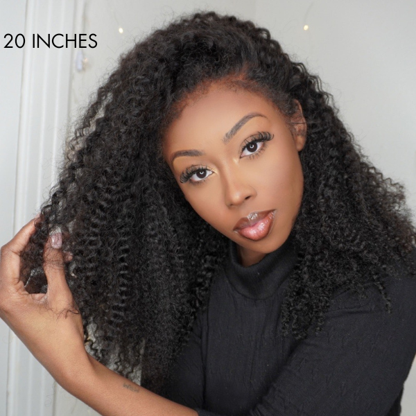 Afro Curly 13x4 Frontal HD Lace Free Part Long Wig 100% Human Hair