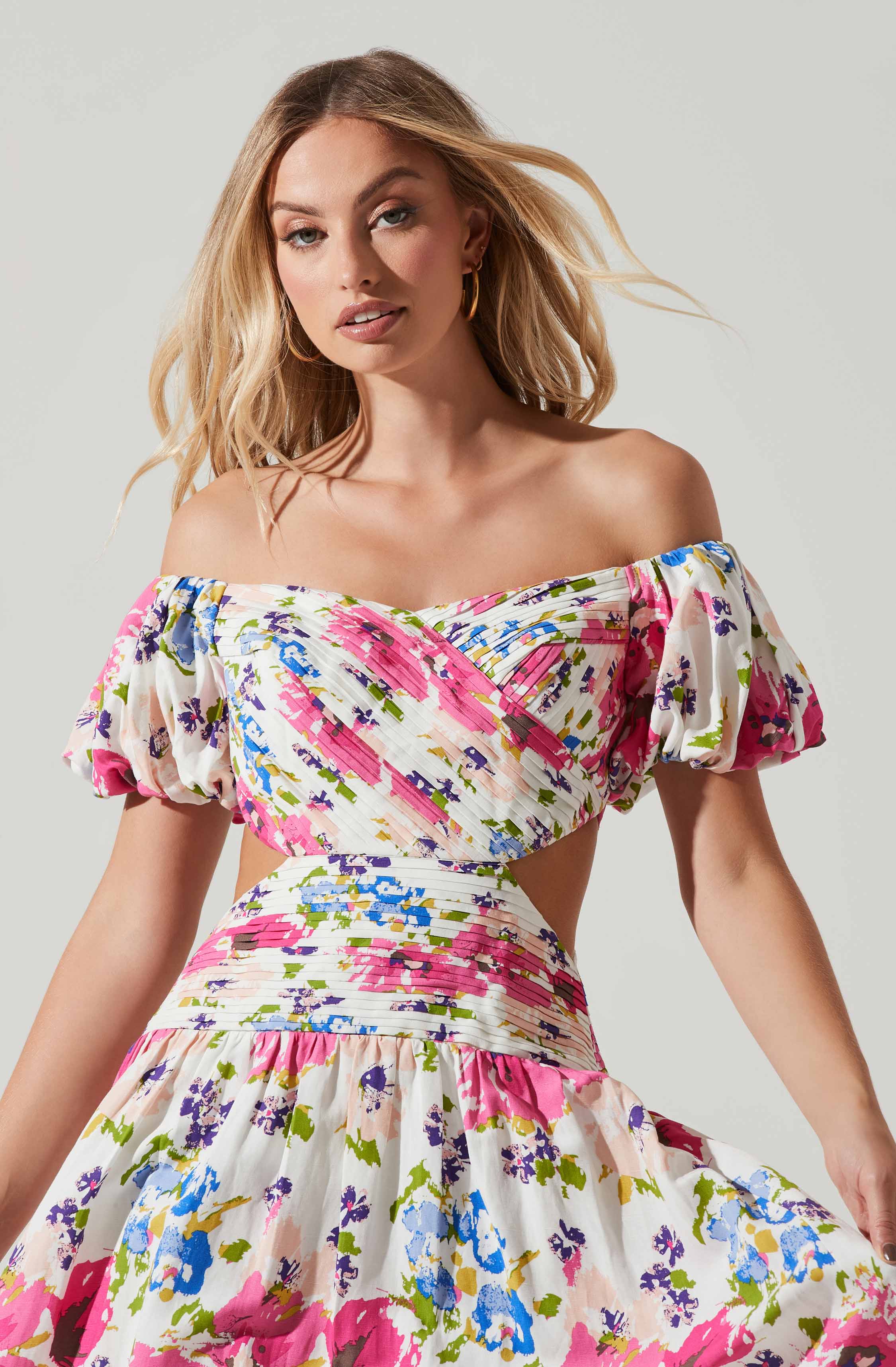 Liliosa Floral Off Shoulder Midi Dress