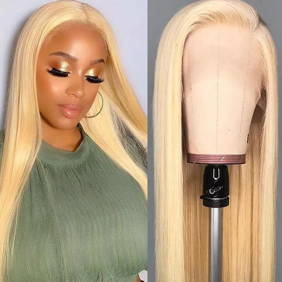 Virgin Human Hair 613 blonde Straight 13X4 Lace Front Wigs