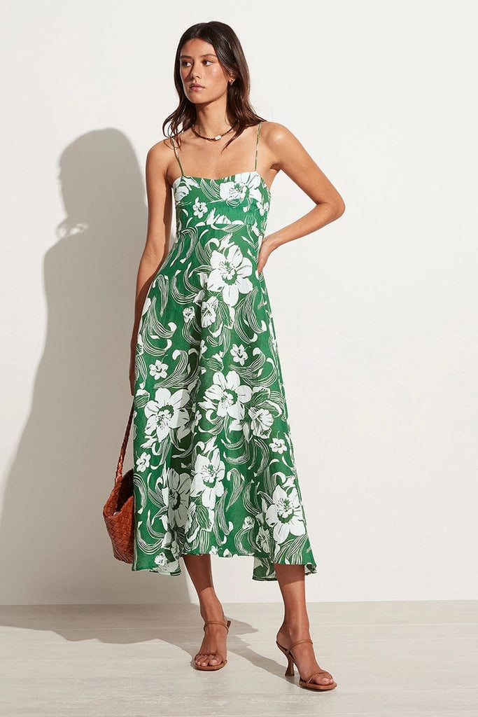 Alexandre Midi Dress Camara Floral Print Green